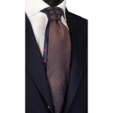 Cumpara ieftin Cravata Matase Naturala Barbati, Model Unicat cu Nod, Bronz Cameleon Bleumarin, 148cm, Made in Italy, Cutie Cadou