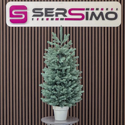 Brad artificial Christmas Deluxe by Sersimo, Viena Elite argintiu in ghiveci, 3D, 110 cm Household NewTrend foto