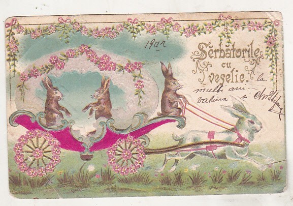 bnk cp Felicitare - 1902 - uzata - Serbatorile cu veselie
