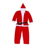 Costum mos craciun pentru adult, 5 piese catifea, rosu