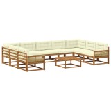 vidaXL Set de canapele de exterior cu pernă 10 pcs Natural și Crem 3382908
