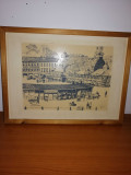 Tablou vintage Piata Goteborg Suedia art print ilustratie desen