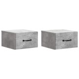 vidaXL Dulap de noapte suspendat 2 pcs Gri Beton 34,5 x 33 x 20 cm 898602