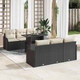 Cumpara ieftin Set de canapele pentru grădină cu pernă 7 pcs Negru Rattan poli