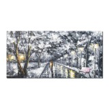 Tablou pictat manual living, Romantic, stilizat, 120x60cm ulei pe panza in cutit efect 3D, gata de agatat pe perete