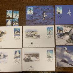 ross - pasari - serie 4 timbre MNH, 4 FDC, 4 maxime, fauna wwf