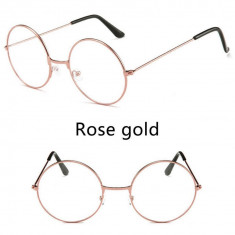 Ochelari Unisex - HARRY POTTER - Stil Retro Cu Rama Metalica - Rose Gold foto