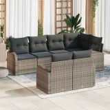 VidaXL Set de canapele pentru grădină cu pernă 7 pcs Gri Rattan poli