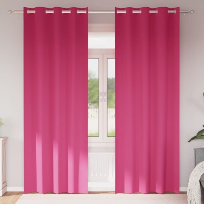 Perdele cu perdele 2 pcs Roz intens Poliester foto