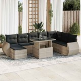 VidaXL Set canapele de grădină cu perne, 9 piese gri deschis poliratan