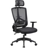 SONGMICS Scaun de birou ergonomic cu tetiera si suport lombar, reglabil, mecanism balans, maxim 120 kg, 70x70x133 cm, negru Household NewTrend