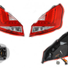 Set stopuri tuning Ford Fiesta (Ja8), 09.2008-01.2013, spate,omologare ECE, cu lumina de parcare cu fibre optice, cu cablaj, rosu-alb, cu Led, tuning