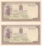 ROMANIA 2 buc. X 500 lei 22 iulie 1941 serii consecutive UNC!!!