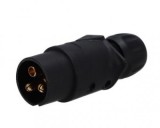 Fișă Remorcă 3 Pini 12-24V 16A Negru Contact cu Șurub