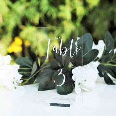 Număr de masă de nuntă din acril UQOOO cu suport | 4x6 inch 1-20 Caligrafie impr