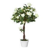 Outsunny Arbore Artificial Camelia cu 21 Flori Decorative, &Icirc;nălțime 90 cm, Ideal pentru Interior și Exterior | Aosom Romania