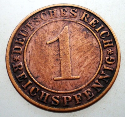 B.333 GERMANIA WEIMAR 1 REICHSPFENNIG 1936 A foto