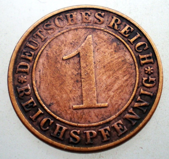 B.333 GERMANIA WEIMAR 1 REICHSPFENNIG 1936 A