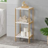 Raft uz casnic din bambus Balsfjord 80 cm cu 3 polite depozitare natur/alb [en.casa] HausGarden Leisure