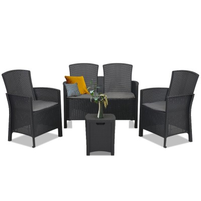 Set de mobilier de grădină Lima II cu 4 locuri, grafit foto