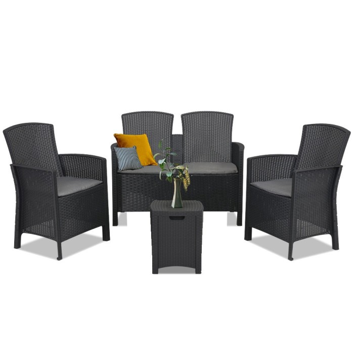 Set de mobilier de grădină Lima II cu 4 locuri, grafit