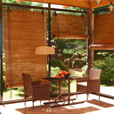 Gossi set mobilier bistro, 3 piese, maro, poliratan/sticla securizata foto