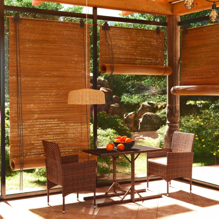 Gossi set mobilier bistro, 3 piese, maro, poliratan/sticla securizata