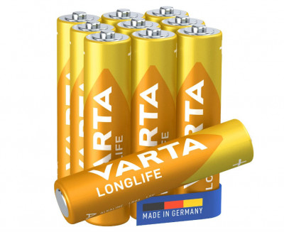 Set 10 Baterii Varta alcaline AAA (LR03) cu durata lunga de viata, 1.5 V - NOU foto