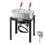 Friteuza multifunctionala cu arzator pe gaz, 2 x Cosuri, Capacitate 13.27 l, dimensiune 420x530x740 mm, Termometru
