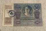 Bancnota 50 Korona 1914 timbru special Romania