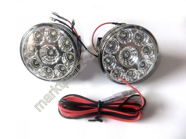 2 x 9 LED-uri in fiecare corp de iluminat cu xenon alb 12V universal