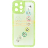 Husa iPhone 13 Pro Max Silicon Verde cu Smiley si Lantisor