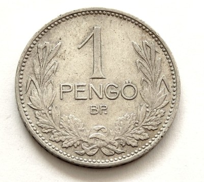 q591 UNGARIA 1 PENGO 1939 ARGINT VF foto