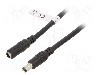 Cablu alimentare DC, DC 5,5/2,1 mufa, DC 5,5/2,1 soclu, negru, 3m, GOOBAY - 71399