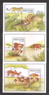 Sierra Leone 1990 - Ciuperci, set 3 colite, MNH foto