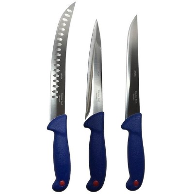Set profesional de macelarie, transat, injunghiat, dezosat, filetat, 3 cutite, otel carbon foto