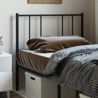 vidaXL Tăblie de pat metalică, negru, 100 cm foto
