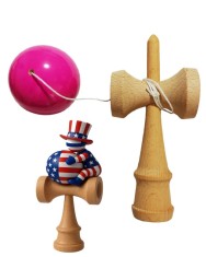 Kendama din lemn natural, Bila lemn + Sticker Waterproof USA pentru telefon, 159KD