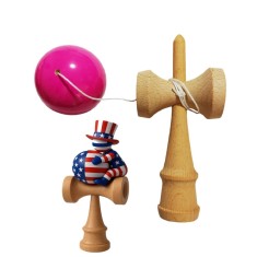 Kendama din lemn natural, Bila lemn + Sticker Waterproof USA pentru telefon, 159KD