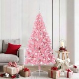 vidaXL Pom de Crăciun artificial pre-iluminat Roz 180 cm PVC 3397081
