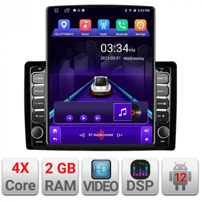 K-2din-2 Navigatie dedicata universala 2din-2 ecran tip TESLA 9.7&quot; cu Android Radio Bluetooth Internet GPS WIFI 2+32 DSP Quad C CarStore Technology