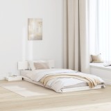 vidaXL Cadru de pat de podea cu mese de noptieră Alb 90x200cm Lemn masiv