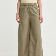 MAX&Co. pantaloni de bumbac culoarea verde, drept, high waist, 2416131084200 2416130000000