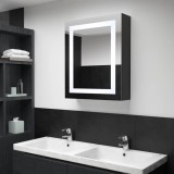 Dulap Baie cu Oglinda si LED Gossi 50x13x70 cm Antracit MDF, 3 Rafturi
