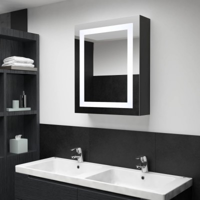 Gossi dulap de baie cu oglinda si led-uri, 50x13x70 cm foto