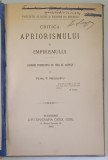 CRITICA APRIORISMULUI SI EMPIRISMULUI , LUCRARE PRESENTATA CA TESA DE LICENTA de PETRU P. NEGULESCU , 1892