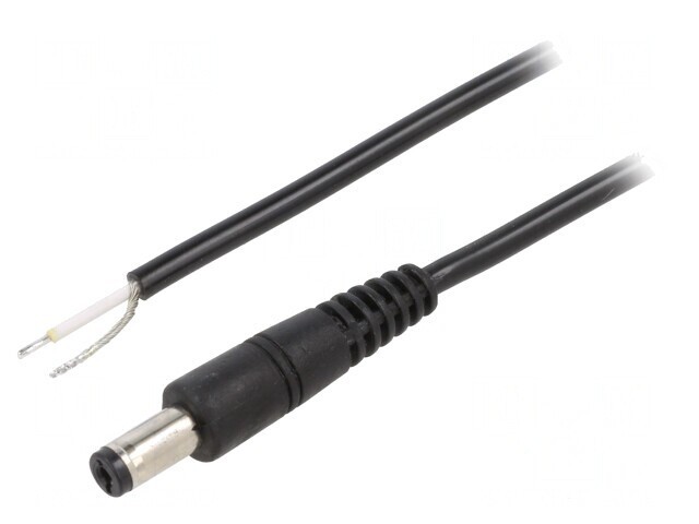 Cablu DC 5,5/2,1 cu Mufă &icirc;n Unghi Negru 1,5m