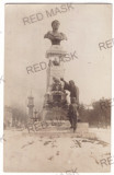 469 - BRAILA, Traian Statue, Watch, Ceas - old postcard, real Photo - used 1917, Circulata, Fotografie