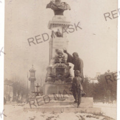 469 - BRAILA, Traian Statue, Watch, Ceas - old postcard, real Photo - used 1917