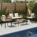 vidaXL Set de Mobilier pentru Exterior 4 pcs Bej și alb crem Ratan PE 42025228